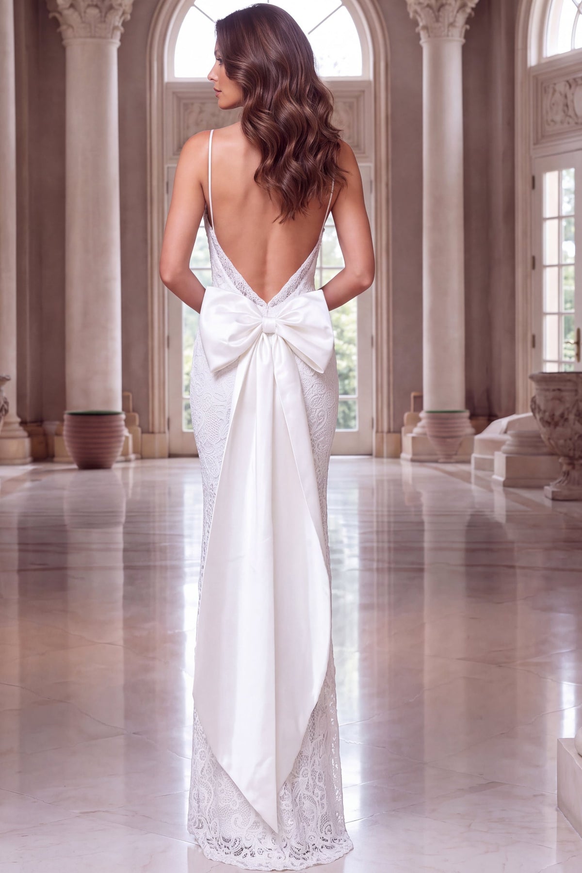 Jovani Evening Dress Jovani 52343 Beaded Mermaid Gown With Satin Bow Overskirt