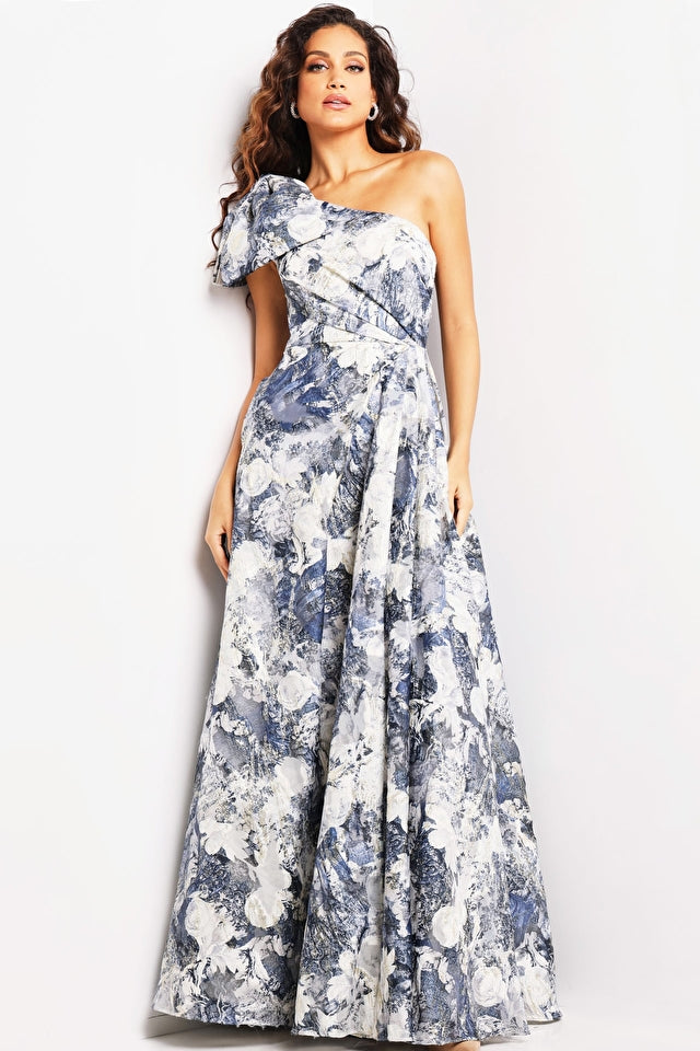 Jovani Evening Dresses Jovani 25663 Print One Shoulder A line Dress