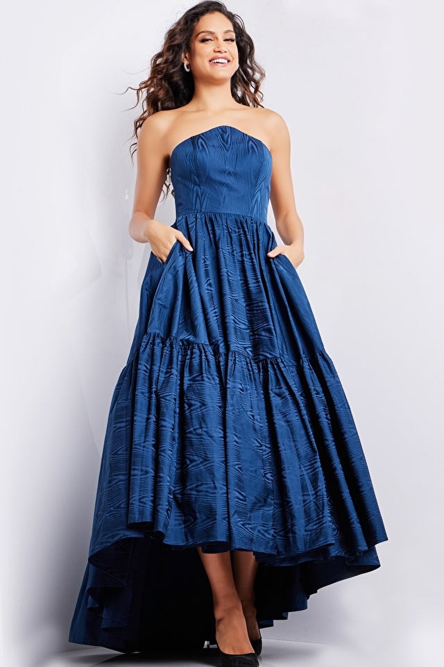 Jovani Evening Dresses Jovani 26152 Navy Strapless A Line Dress