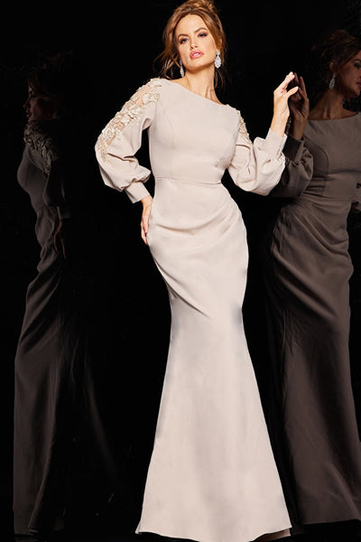 Jovani 09470 Long Sleeve Ruched Formal Gown