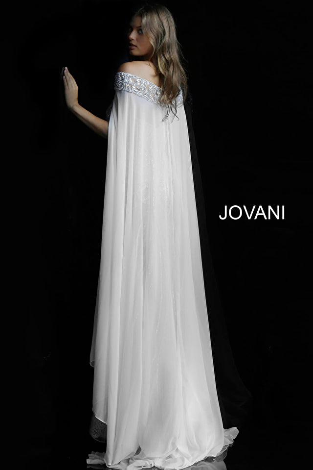 Jovani Mother of the Bride 00 / CHARCOAL Jovani 45566 Off the Shoulder Beaded Mother of the Bride Dress