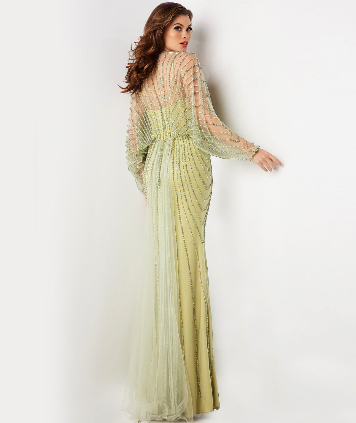 Jovani Mother of the Bride Dress Jovani 36744 Beaded Long Sleeve Evening Dress