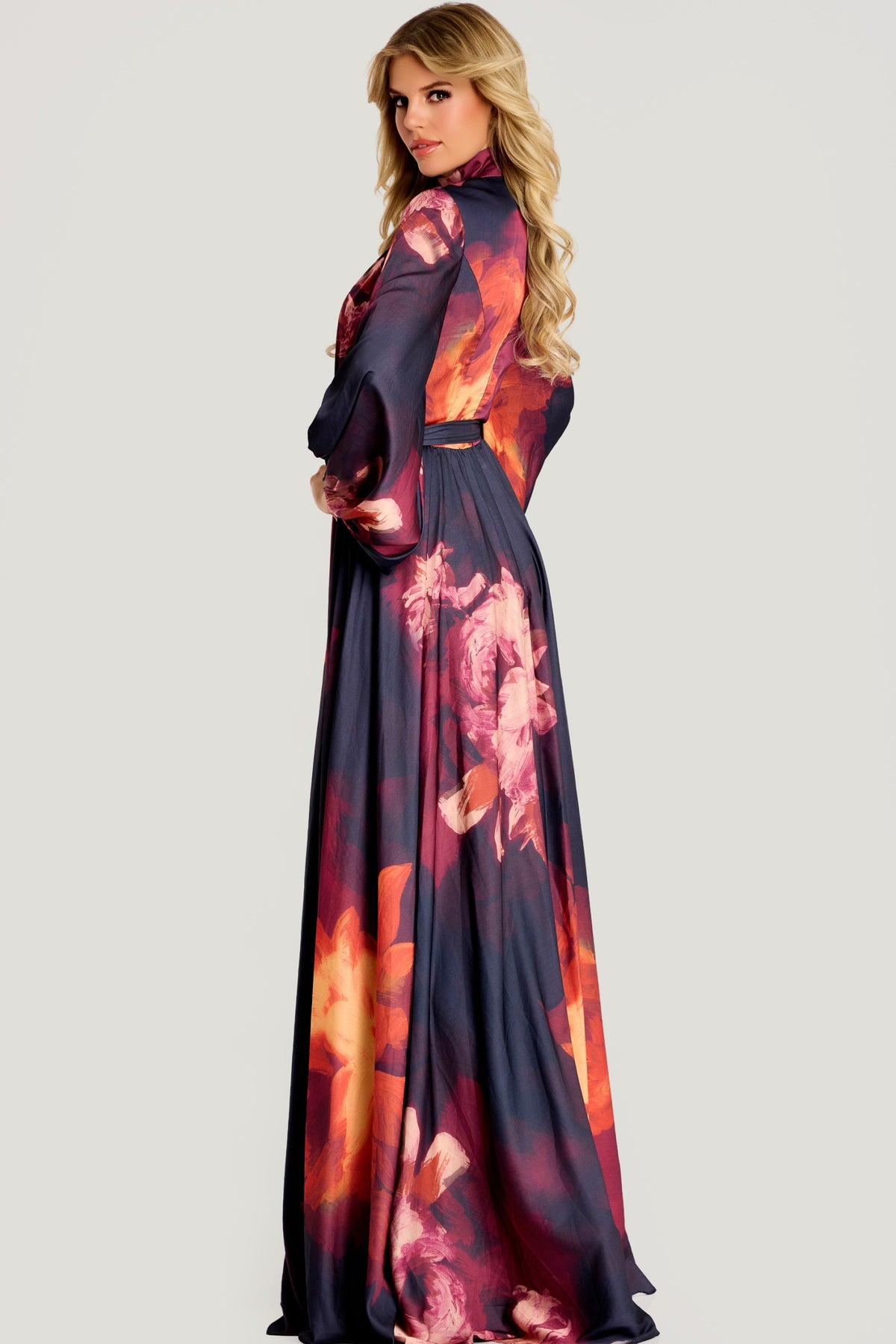 Jovani Mother of the Bride Dress Jovani 49464 High Neck Floral Chiffon Gown