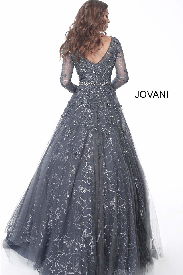 Jovani Mother of the Bride Jovani 51838 Embellished Long Sleeve Mother of the Bride Dress