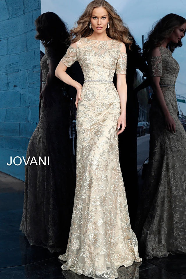 Jovani Mother of the Bride Jovani 63649 Form Fitting Embellished Mother of the Bride Dress