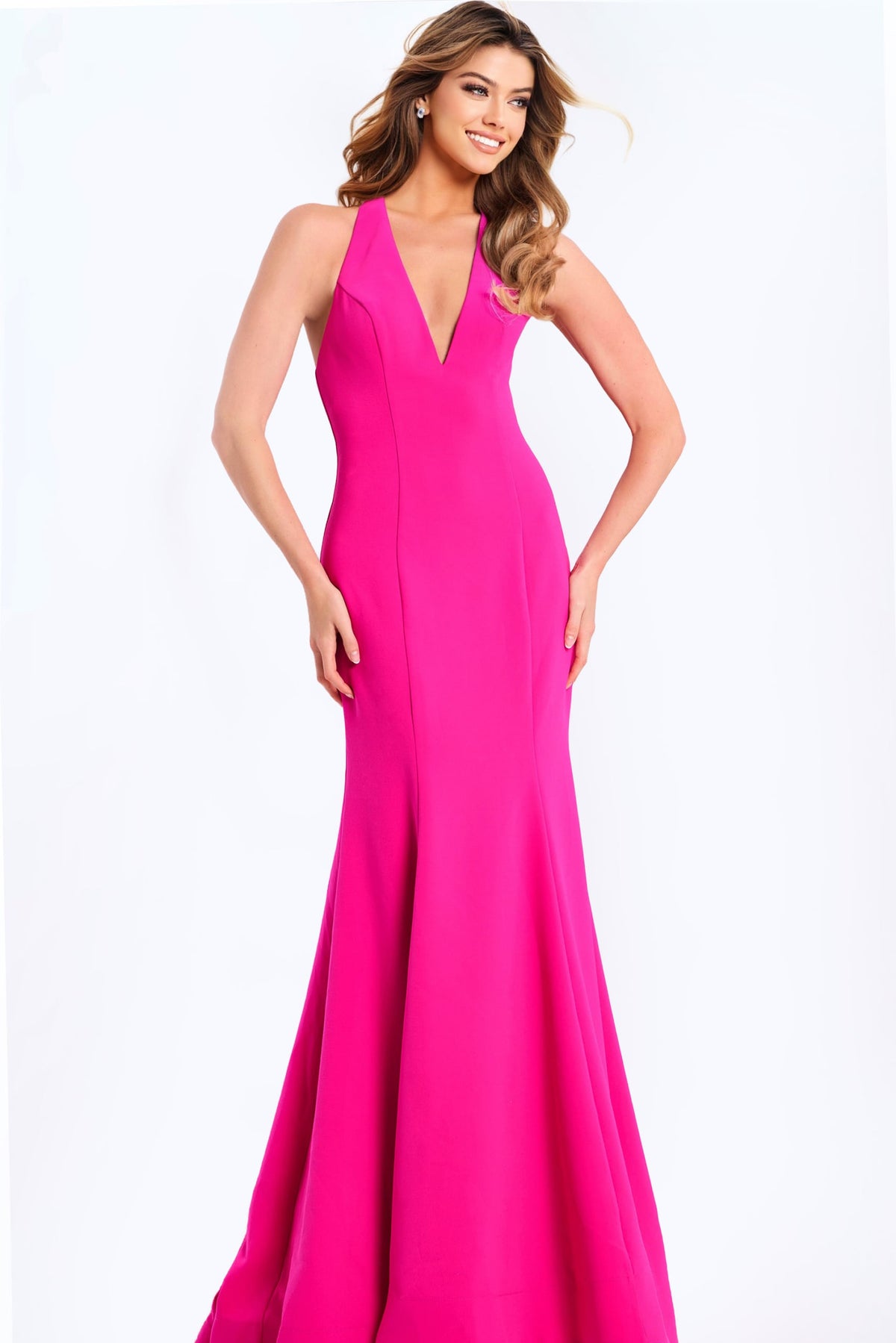 Jovani Prom Dress 00 / Black Jovani 47639 Bow Back Halter Dress With Mermaid Skirt