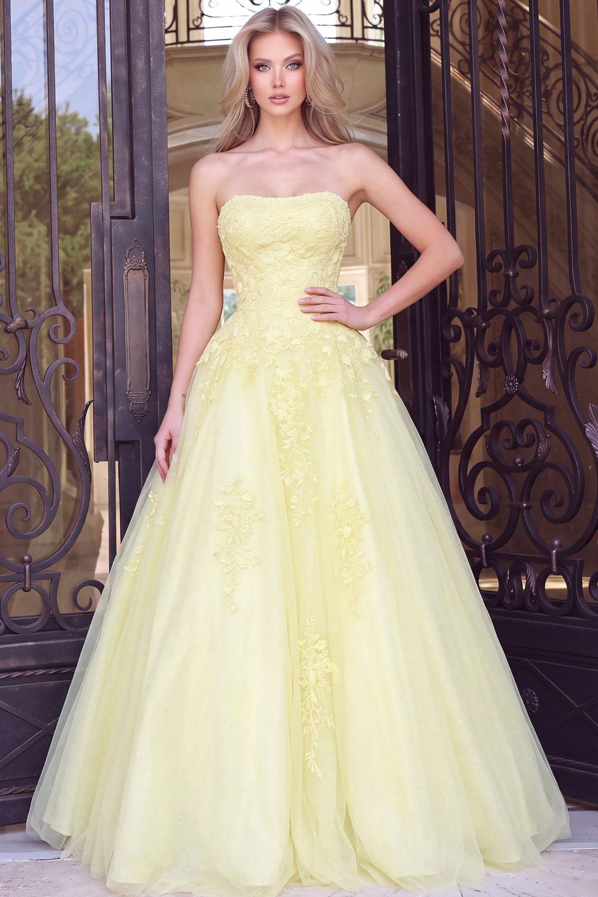 Jovani Prom Dress 00 / Burgundy Jovani 1831 Strapless Embroidered Ballgown
