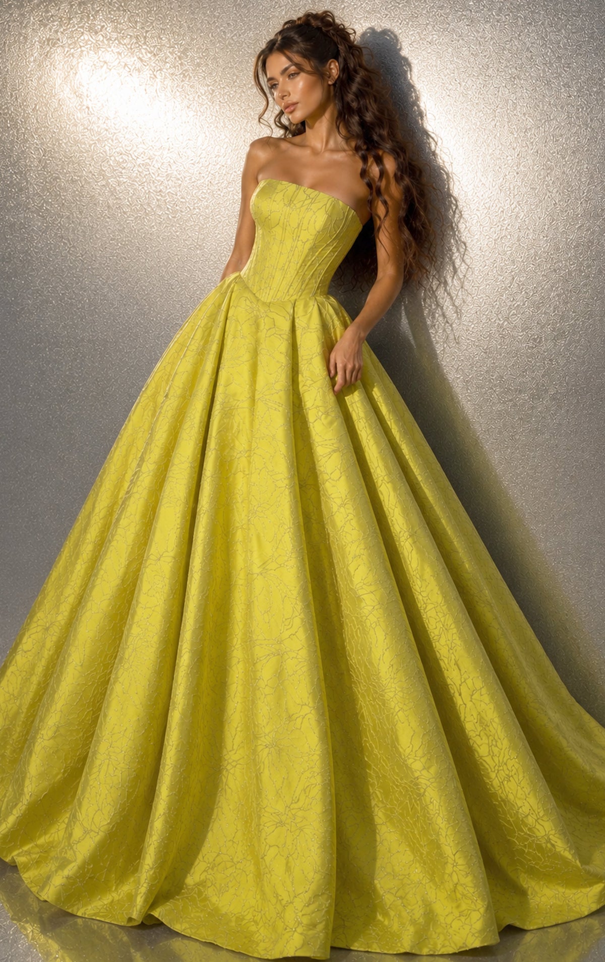 Jovani Prom Dress 00 / Off White Jovani 51708 Jacquard Strapless Sweetheart Ball Gown