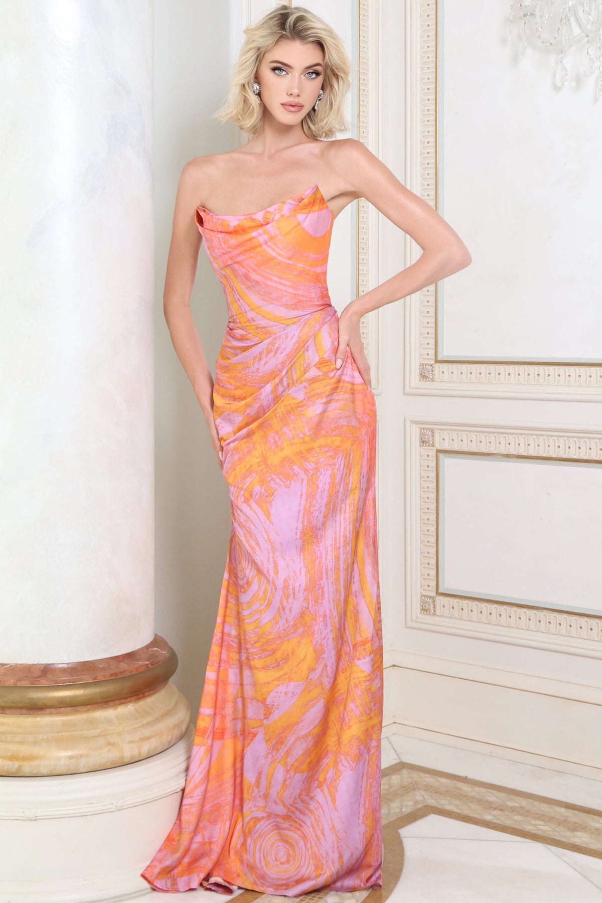 Jovani Prom Dress 00 / Orange/Multi Jovani 54194