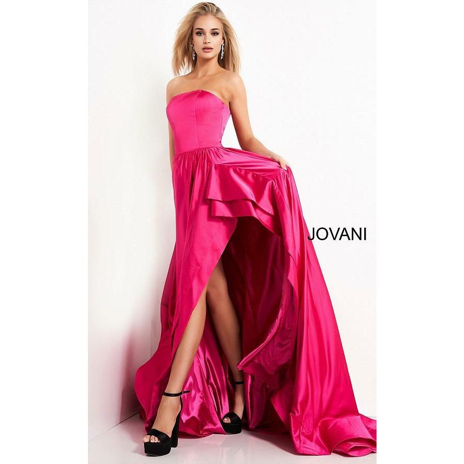 Jovani Prom Dress 2 Jovani Fuchsia High Slit Strapless Prom Gown 02563