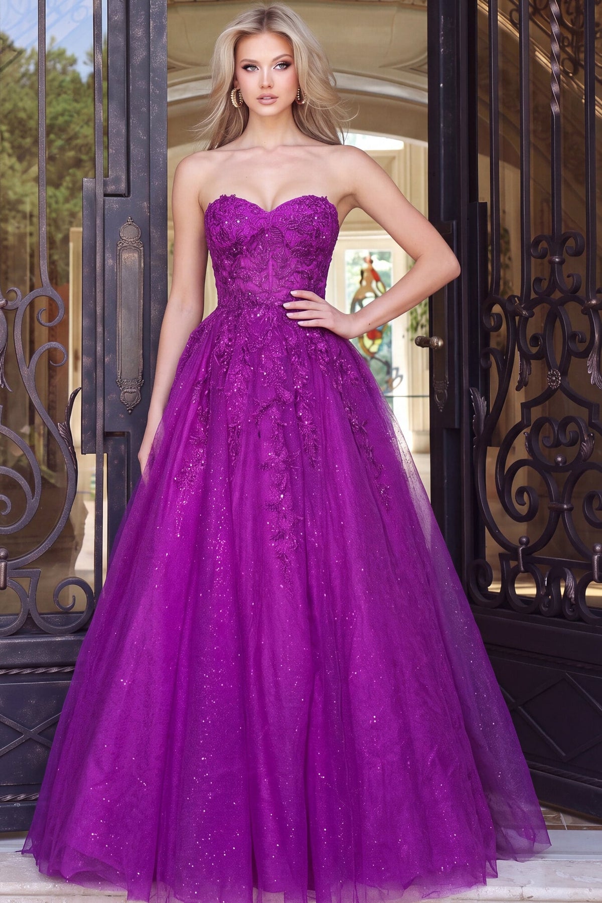 Jovani Prom Dress Jovani 00915 Embroidered Sweetheart Neckline Dress