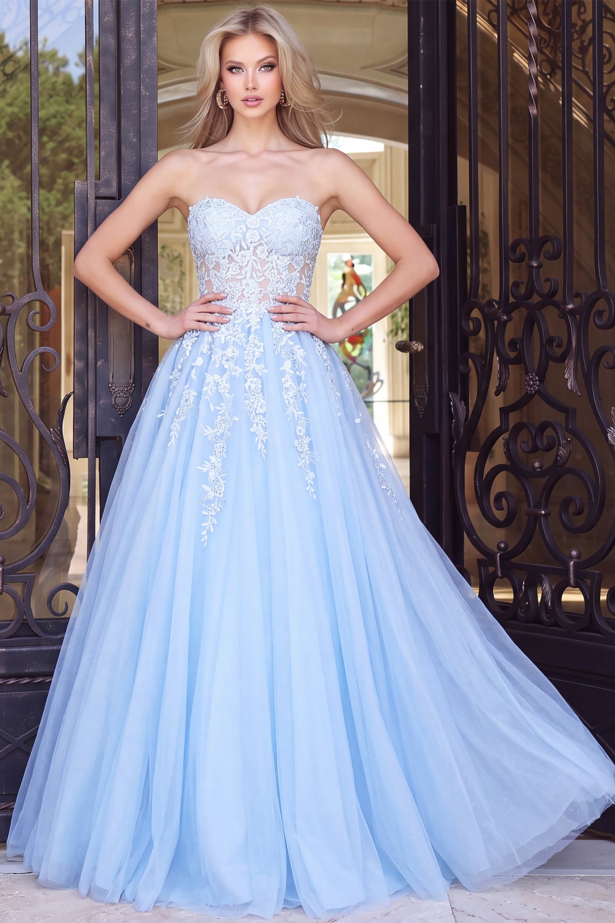 Jovani Prom Dress Jovani 00915 Embroidered Sweetheart Neckline Dress