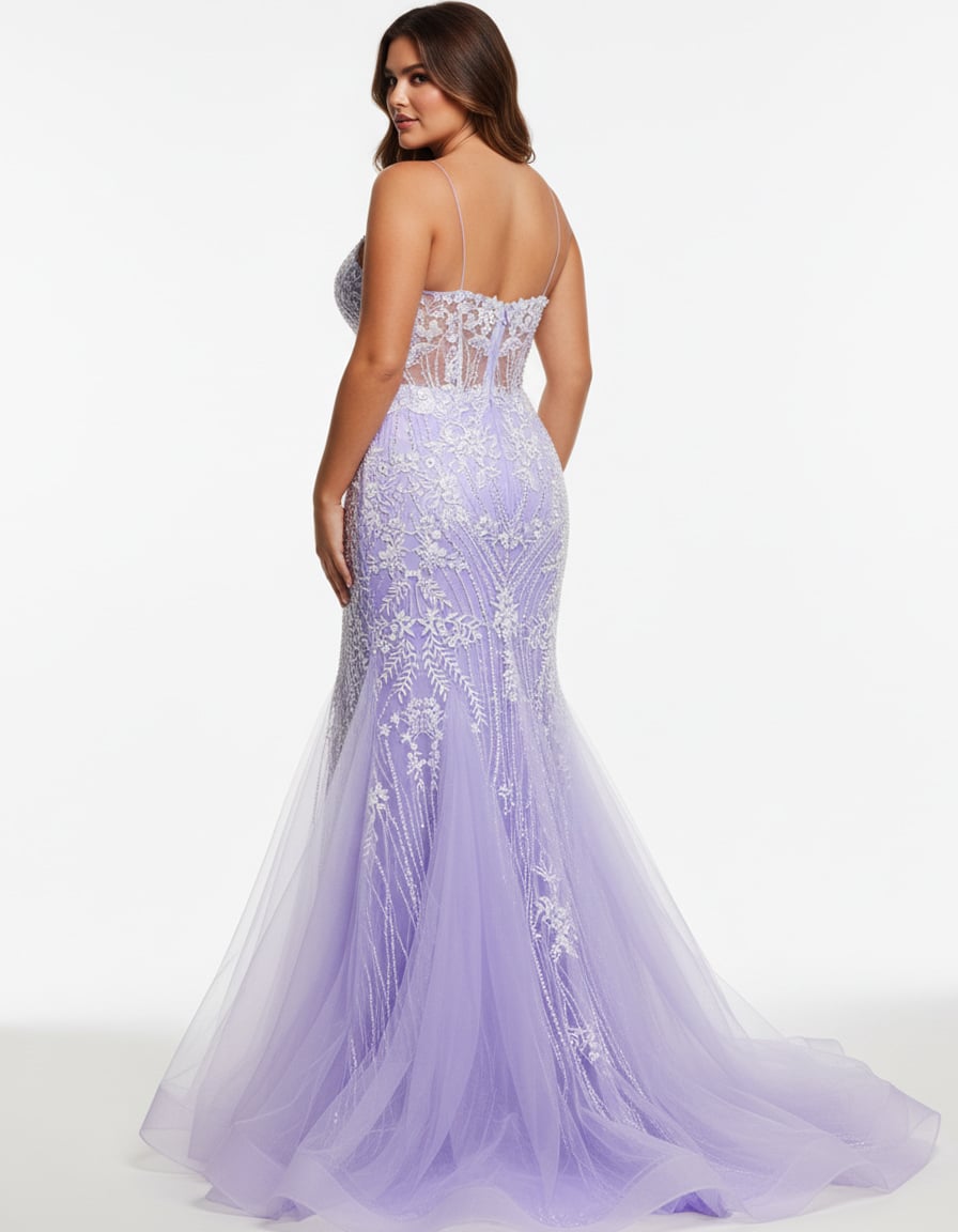 Jovani Prom Dress Jovani 37414 Lilac V Neckline Mermaid Gown