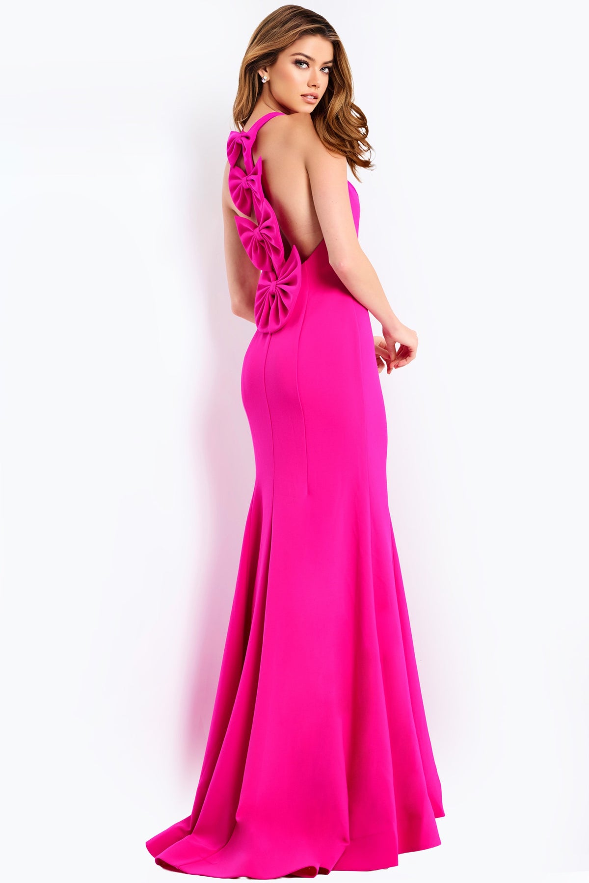 Jovani Prom Dress Jovani 47639 Bow Back Halter Dress With Mermaid Skirt