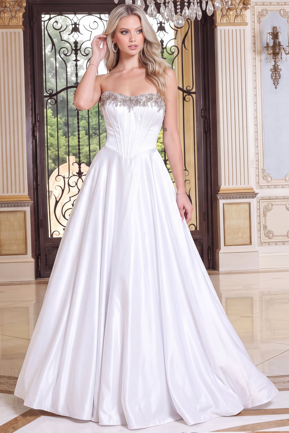 Jovani Prom Dress Jovani 51683 Satin Strapless Ball Gown