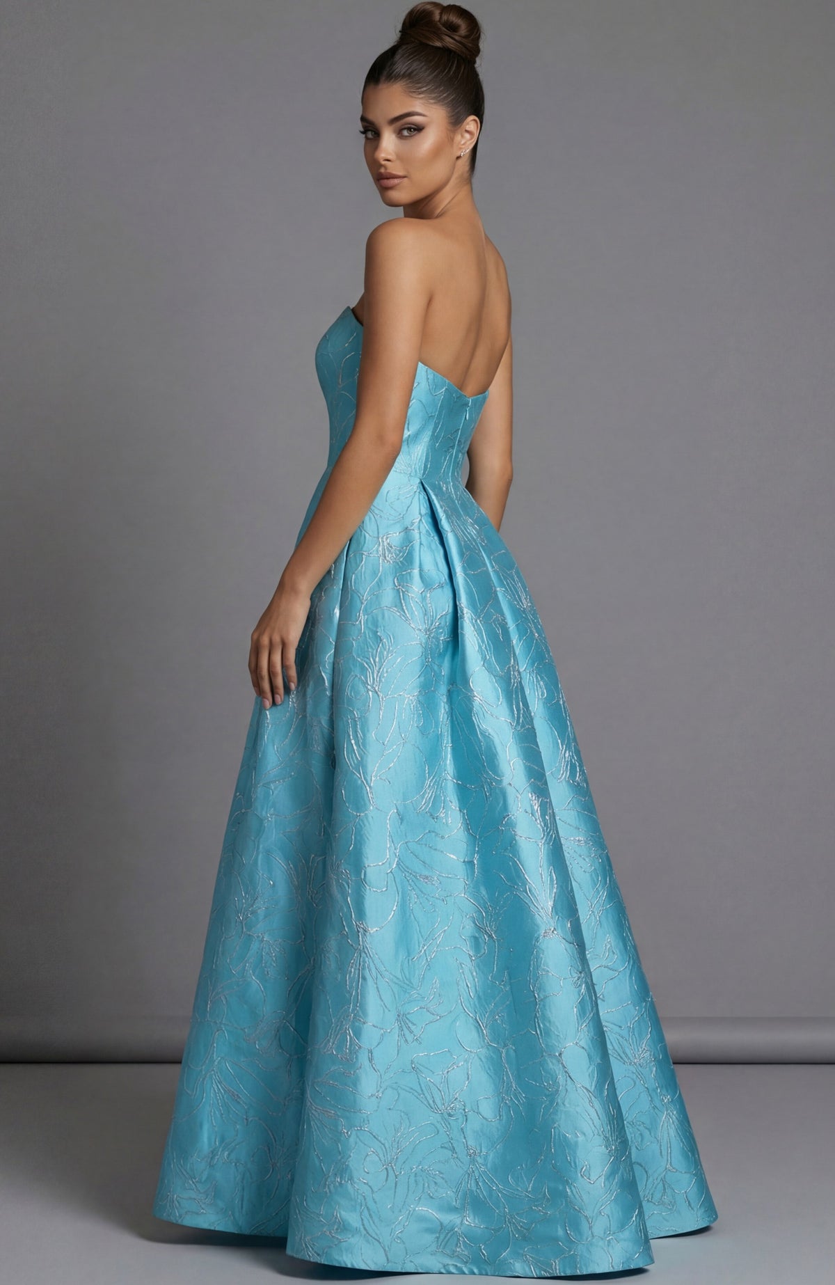 Jovani Prom Dress Jovani 51693 Strapless Brocade Corset Mini Dress With Full Skirt