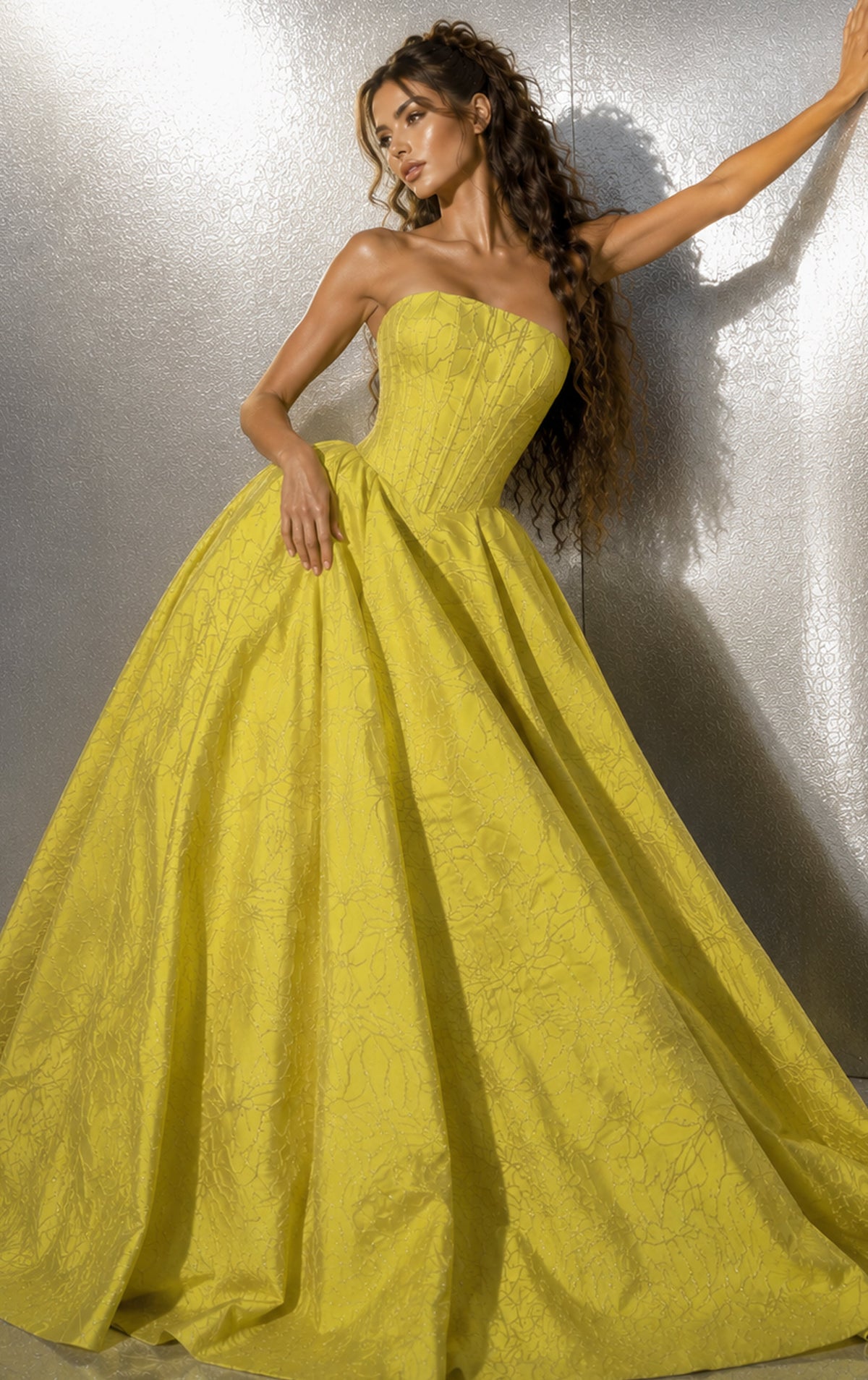 Jovani Prom Dress Jovani 51708 Jacquard Strapless Sweetheart Ball Gown