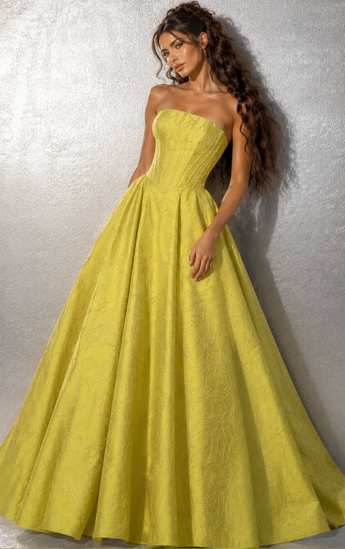 Jovani Prom Dress Jovani 51708 Jacquard Strapless Sweetheart Ball Gown