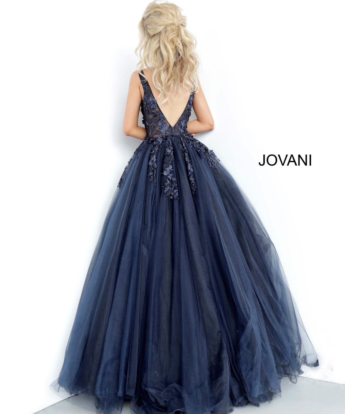 Jovani Prom Dress Jovani 55634 Red Floral Appliques Dress