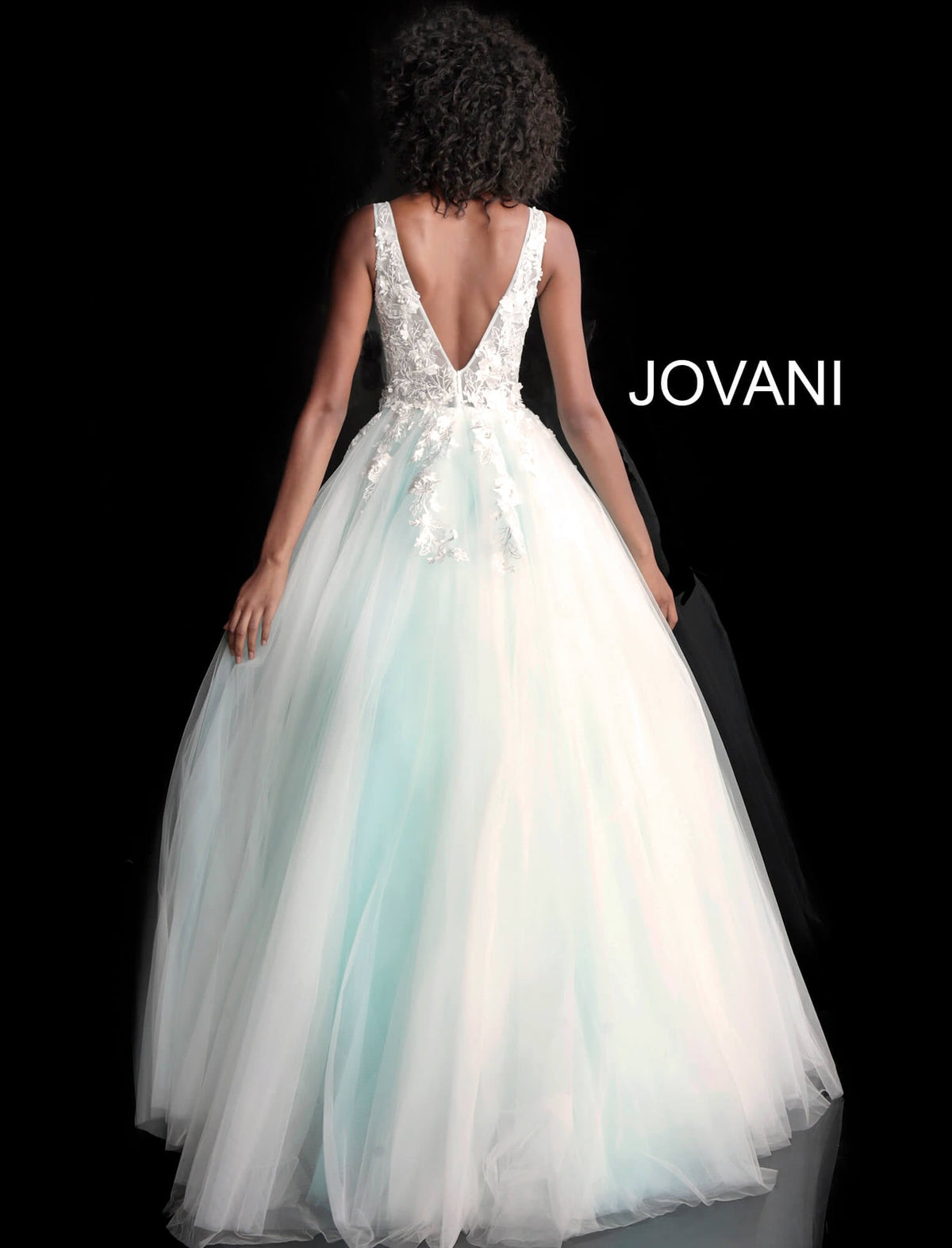 Jovani Prom Dress Jovani 55634 Red Floral Appliques Dress
