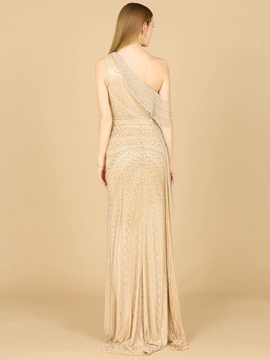 Lara Design Dress LARA 29168 - BEADED ONE SHOULDER DRESS WITH TRAIN