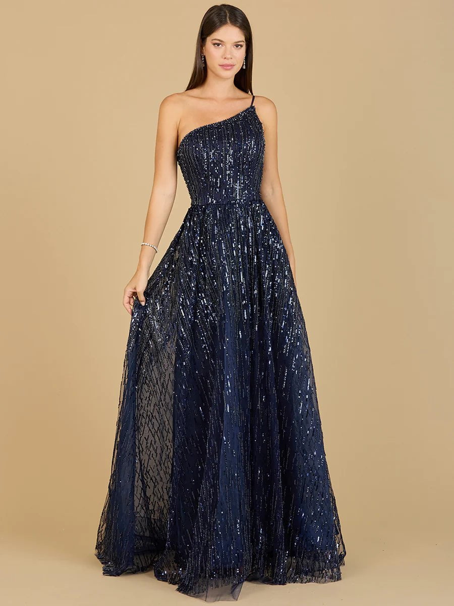 Lara Design Dress LARA 29194 - ONE SHOULDER NAVY BALL GOWN