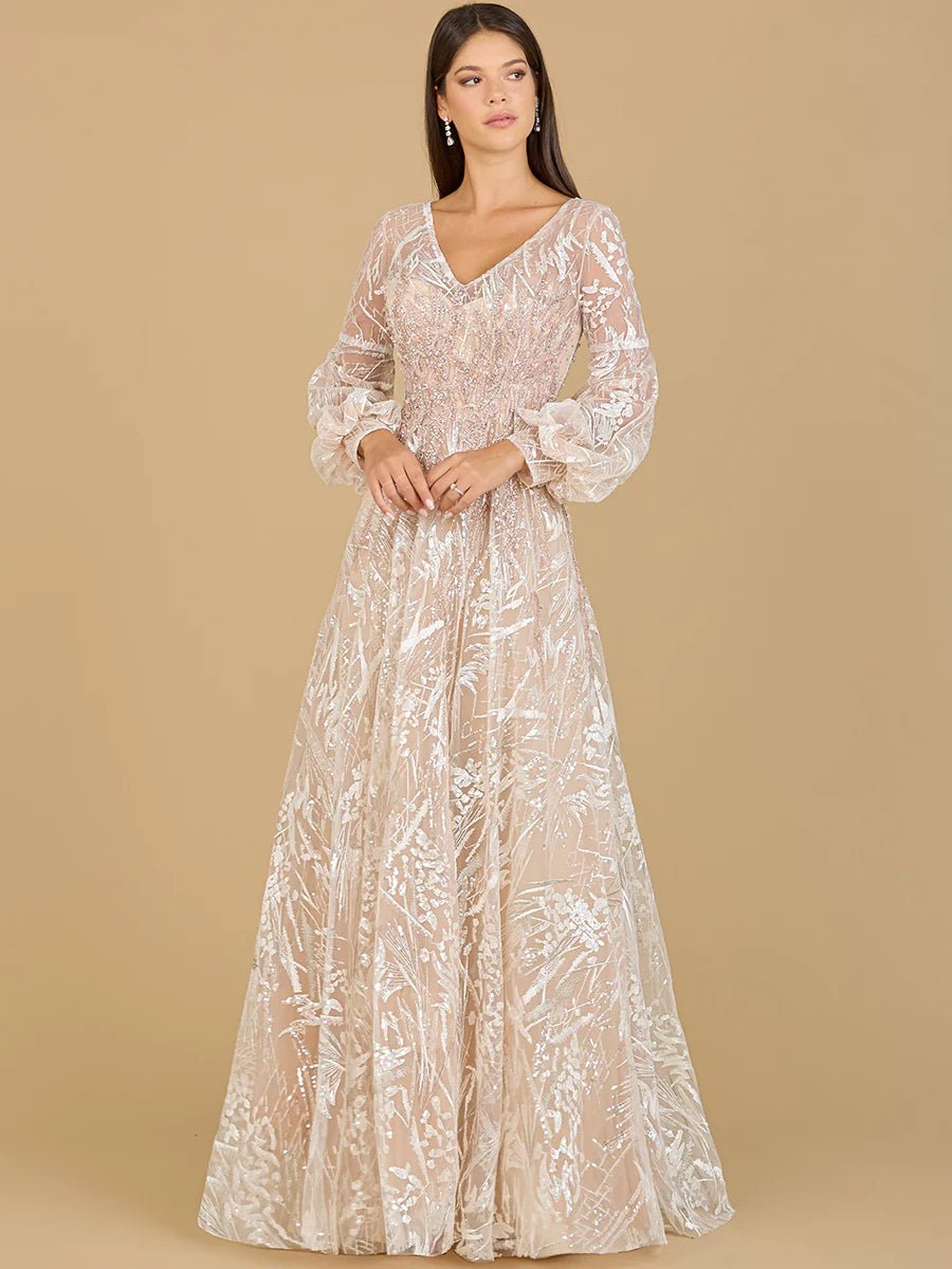 Lara Design Dress LARA 29198 - V NECKLINE LONG SLEEVE GOWN