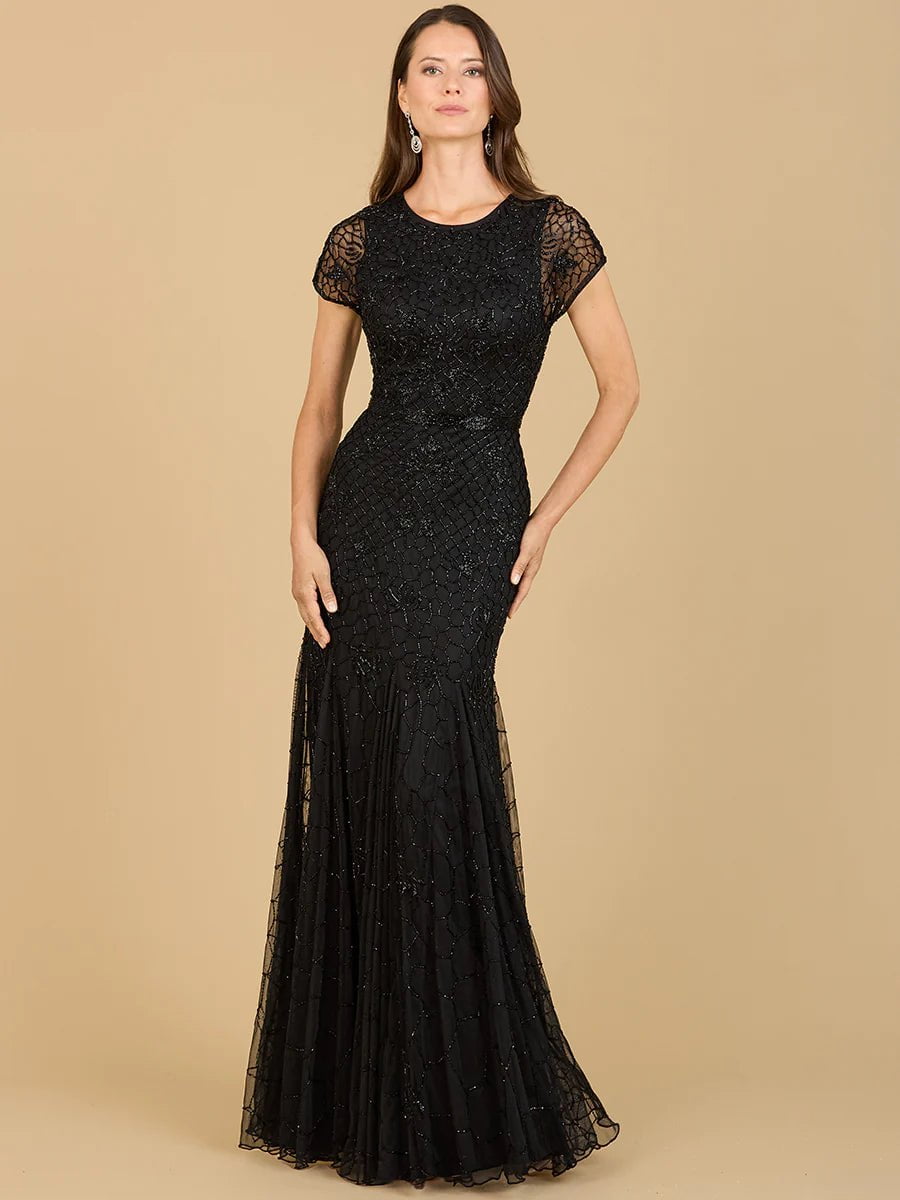Lara Design Dress LARA 29224 - BEADED MERMAID CAP SLEEVE GOWN