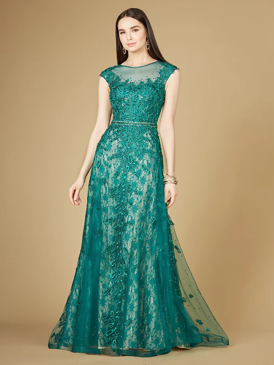 Lara Design Dress LARA 29250 - INSPIRED LACE GOWN WITH CAP SLEEVES