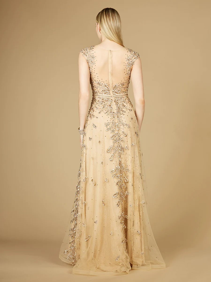 Lara Design Dress LARA 29250 - INSPIRED LACE GOWN WITH CAP SLEEVES