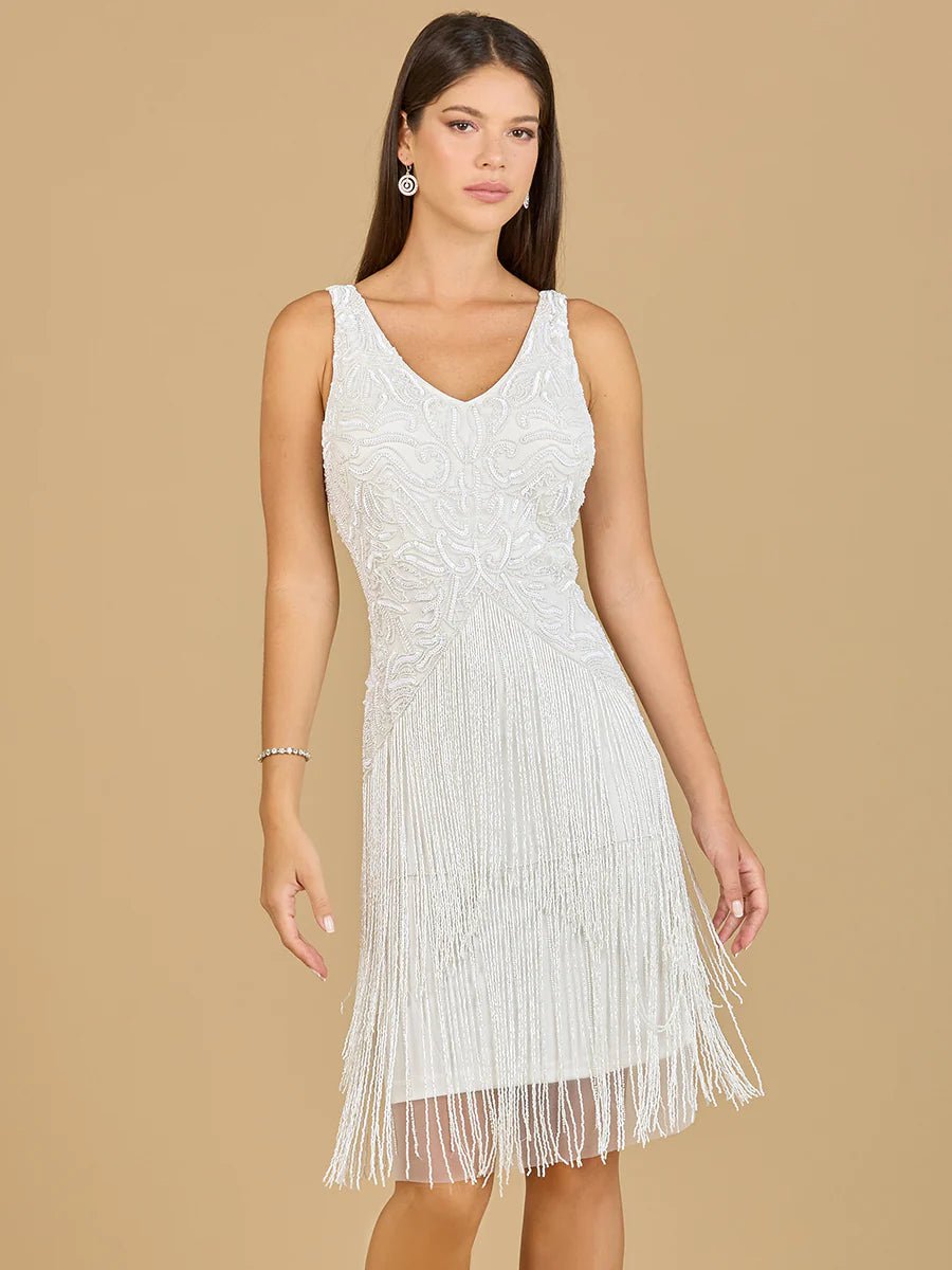 Lara Design Dress LARA 51134 - BEADED FRINGE COCKTAIL DRESS