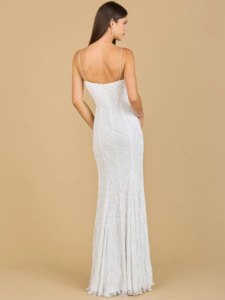 Lara 51138 Beaded Spaghetti Strap Mermaid Gown