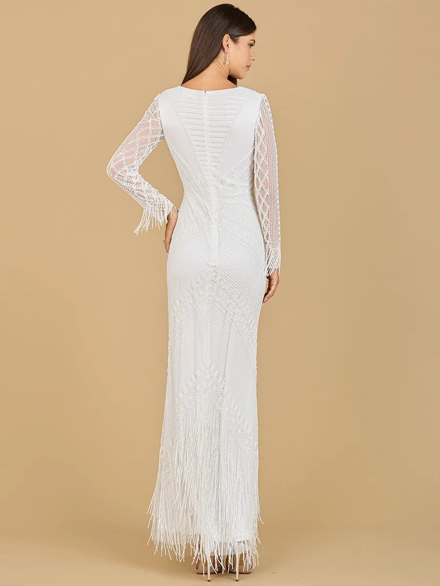 Lara Design Dress LARA 51139 - LONG SLEEVE FRINGE BRIDAL GOWN