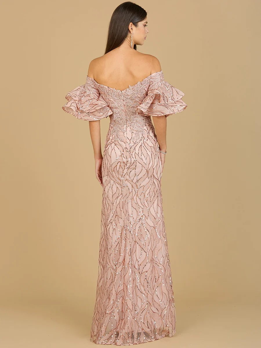 Lara Design Dress Lara Dresses 29190 Tiered Sleeve V Neck Evening Gown