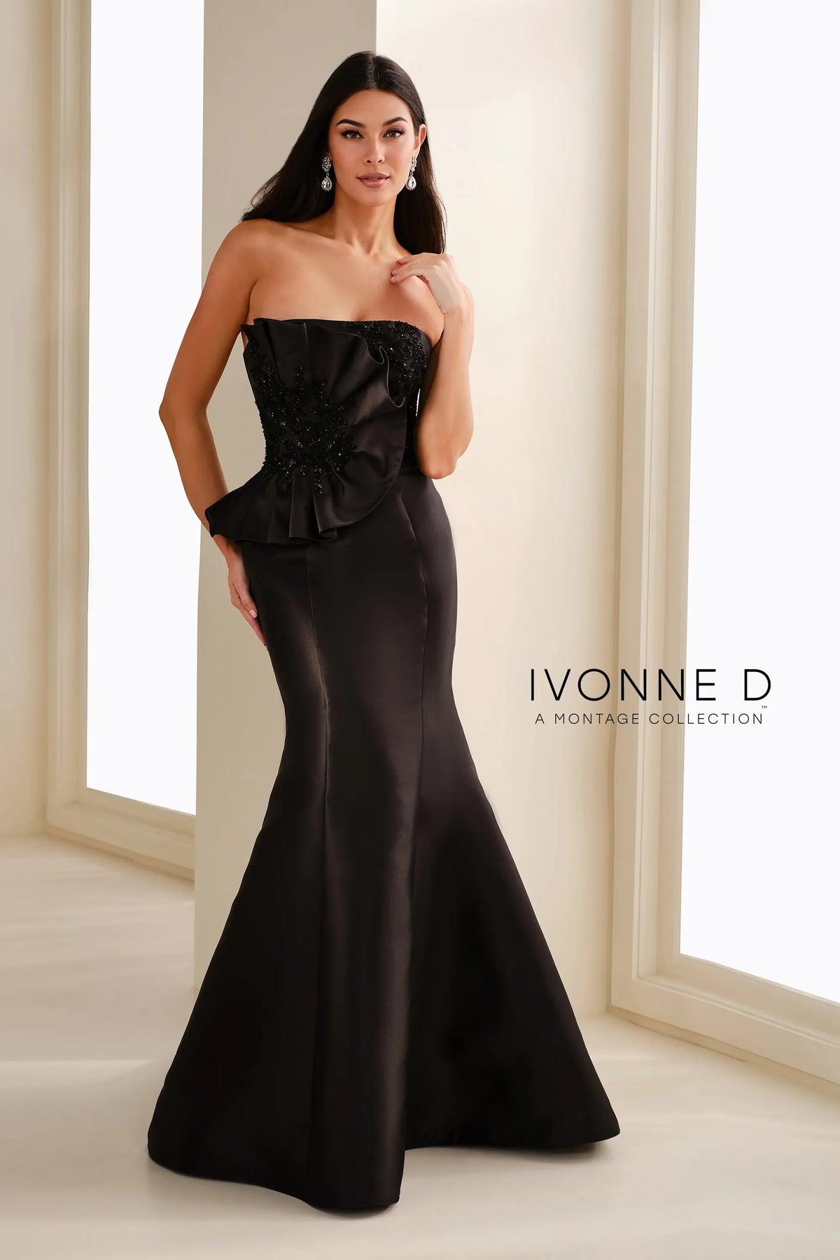 Mon Cheri Ivonne D mother of bride dress Ivonne D ID1401 Strapless Mikado Trumpet Gown