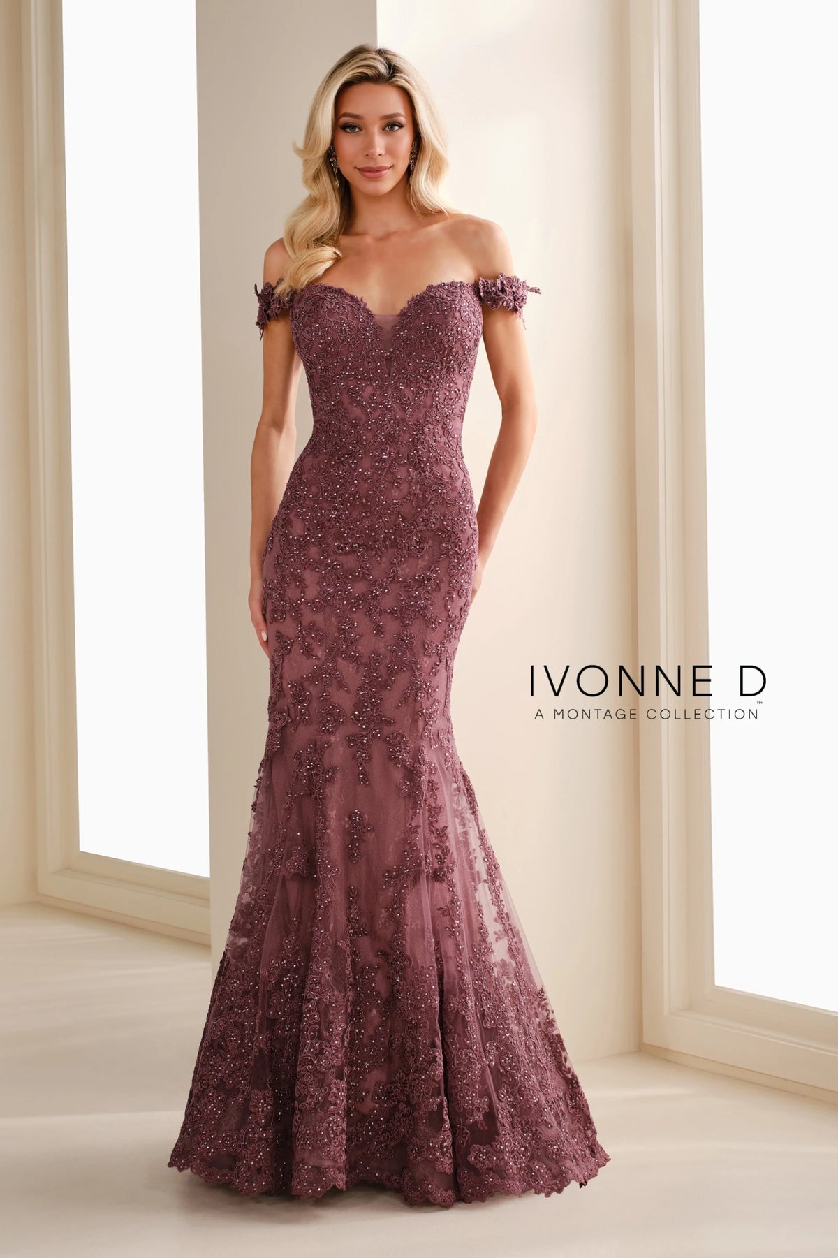 Mon Cheri Ivonne D mother of bride dress Ivonne D ID1407 Lace Trumpet Gown