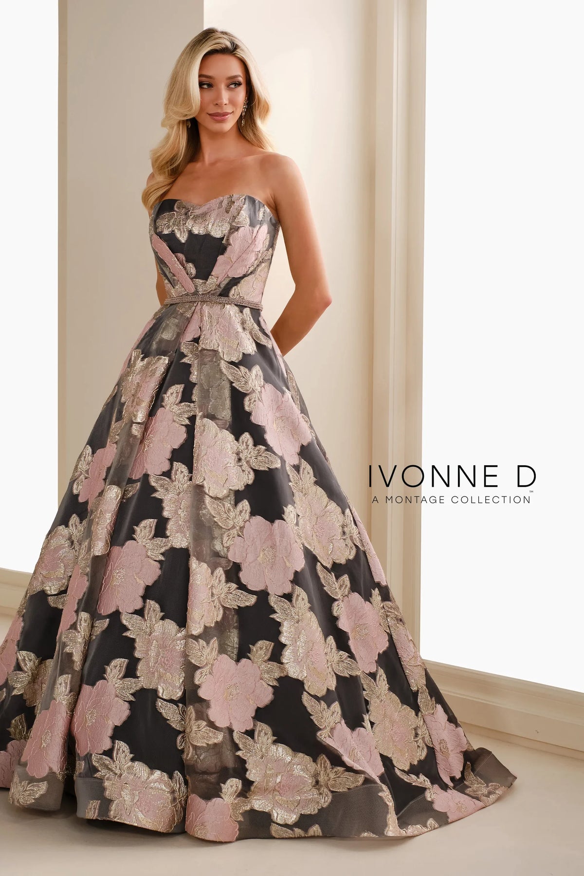 Mon Cheri Ivonne D mother of bride dress Ivonne D ID1410 Brocade A-Line Gown