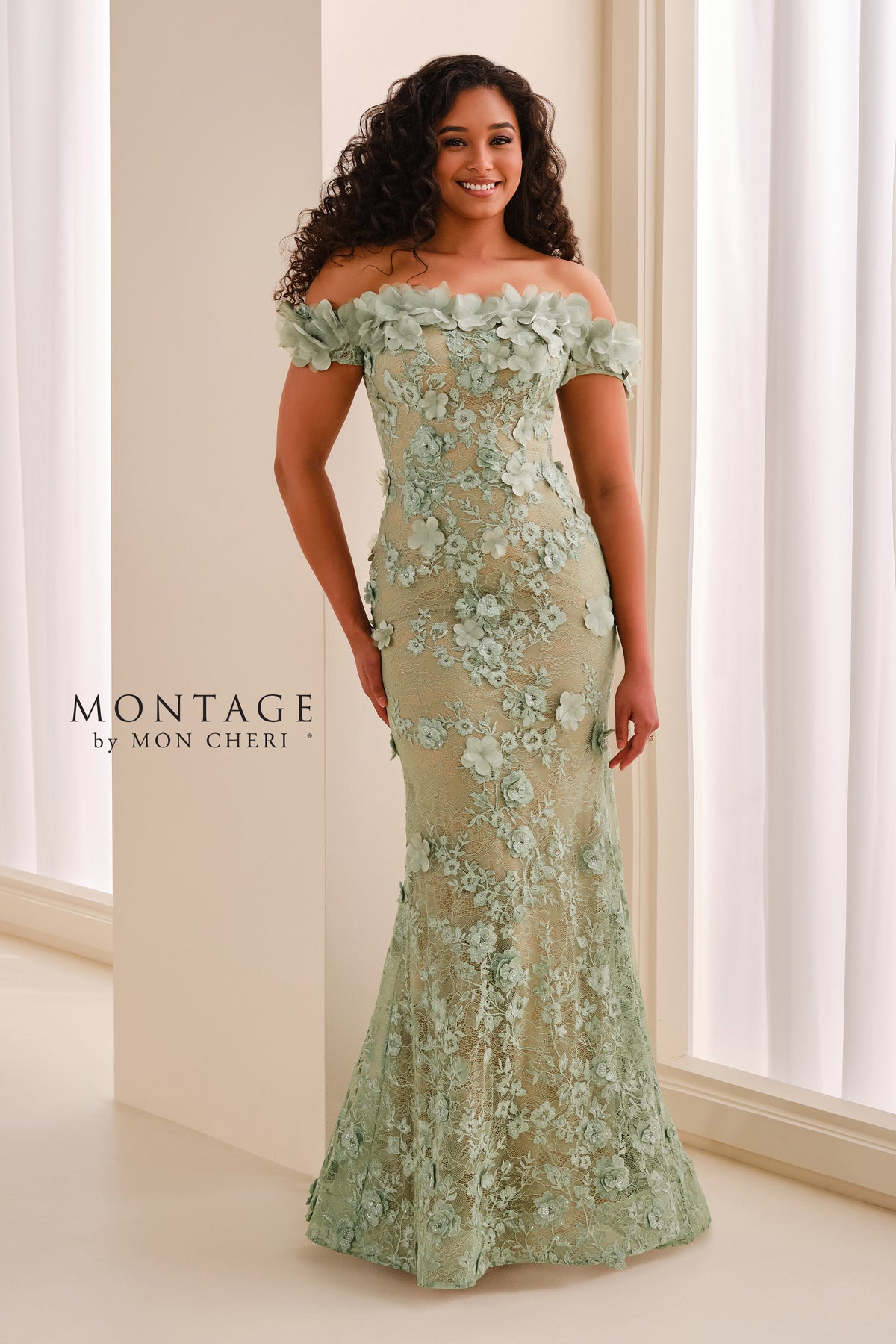 Montage Dress Montage M3215 Off-the-Shoulder Fit and Flare Lace Mother of the Bride Gown