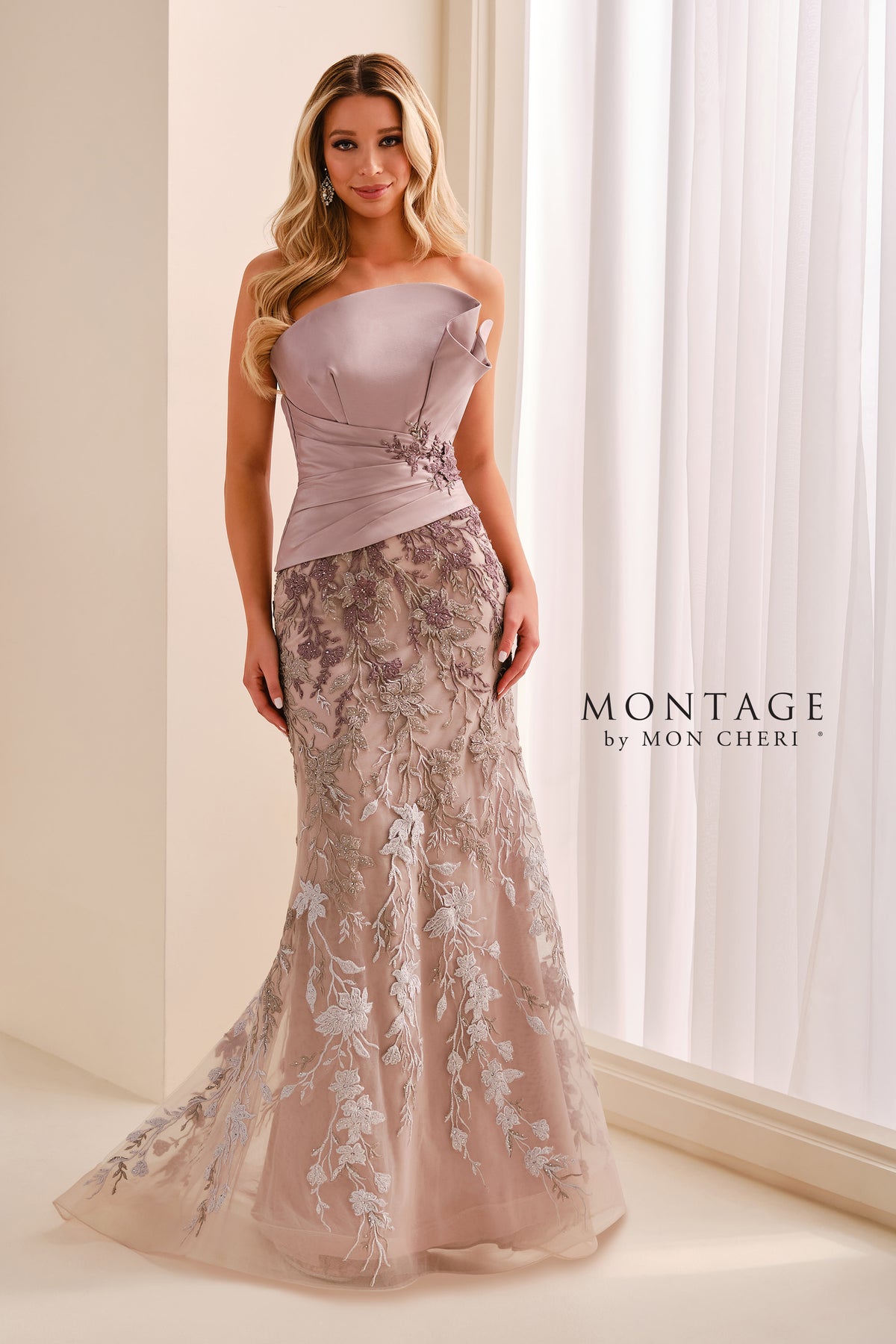 Montage Dress Montage M3217 Strapless Fit and Flare Lace Mikado Mother of the Bride Gown