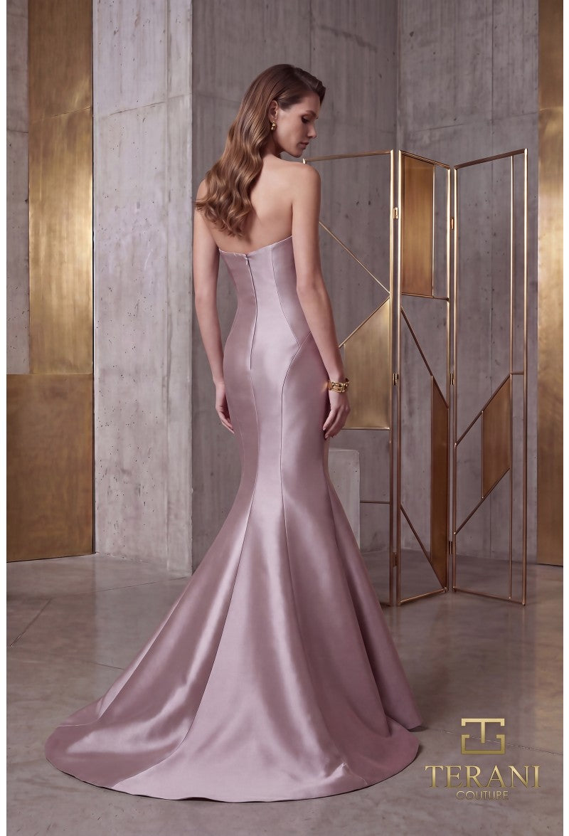 Terani Couture Dress Terani Couture 262E7055 Asymmetrical Strapless Mikado Mermaid Evening Gown