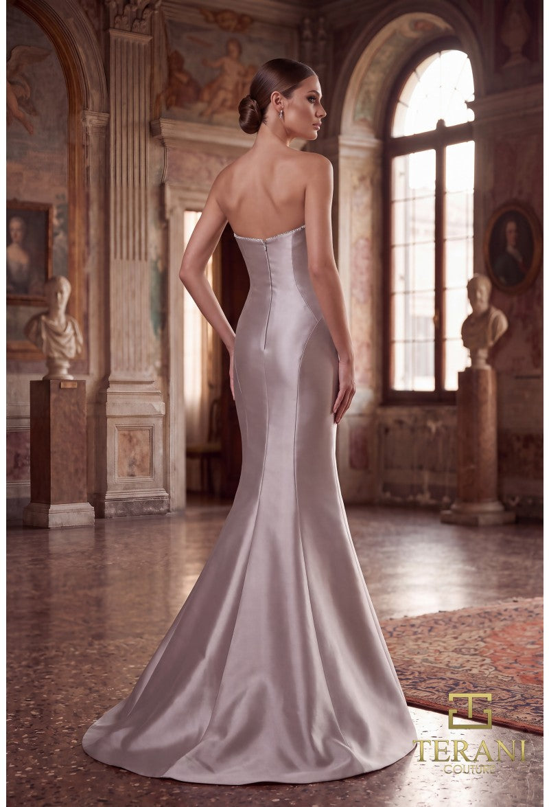 Terani Couture Dress Terani Couture 262E7055 Asymmetrical Strapless Mikado Mermaid Evening Gown