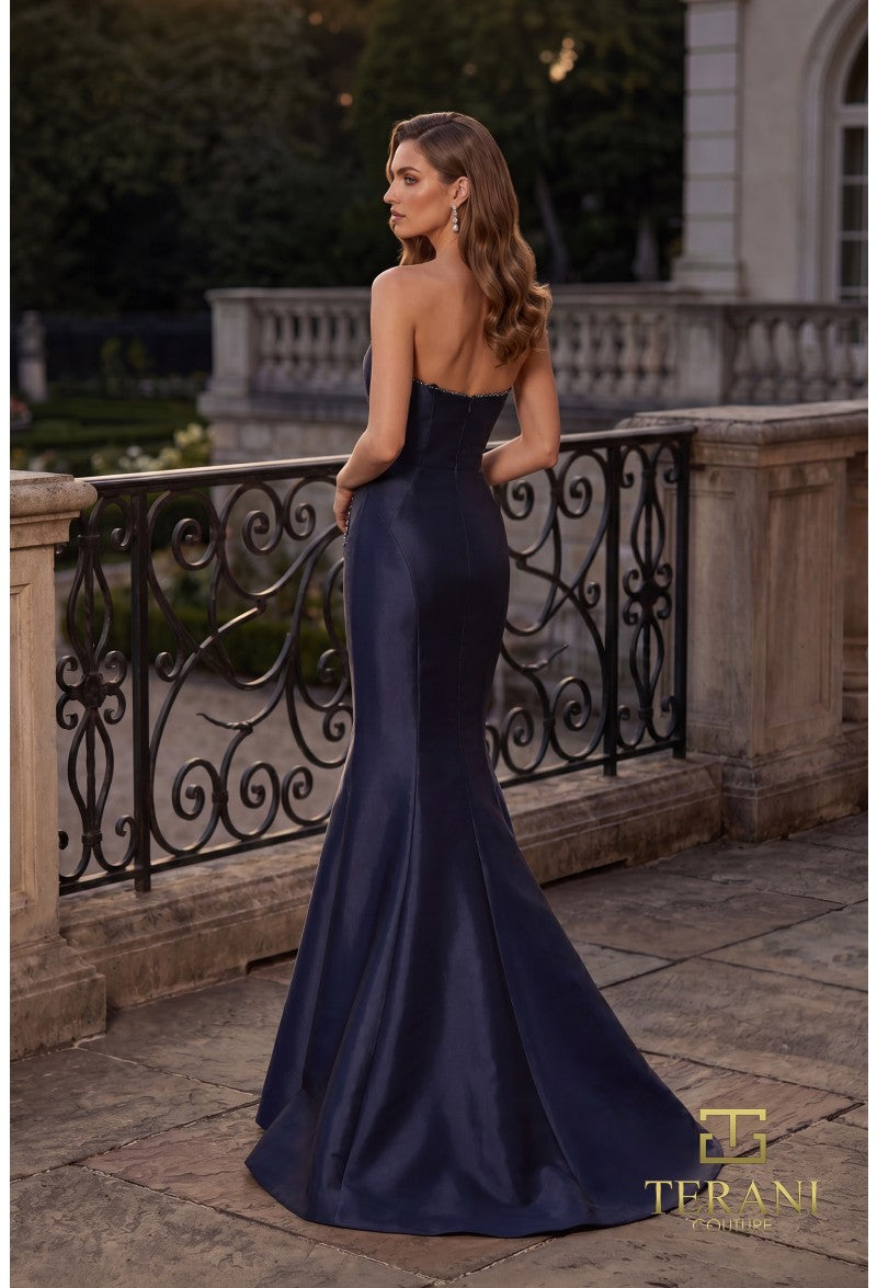 Terani Couture Dress Terani Couture 262E7055 Asymmetrical Strapless Mikado Mermaid Evening Gown