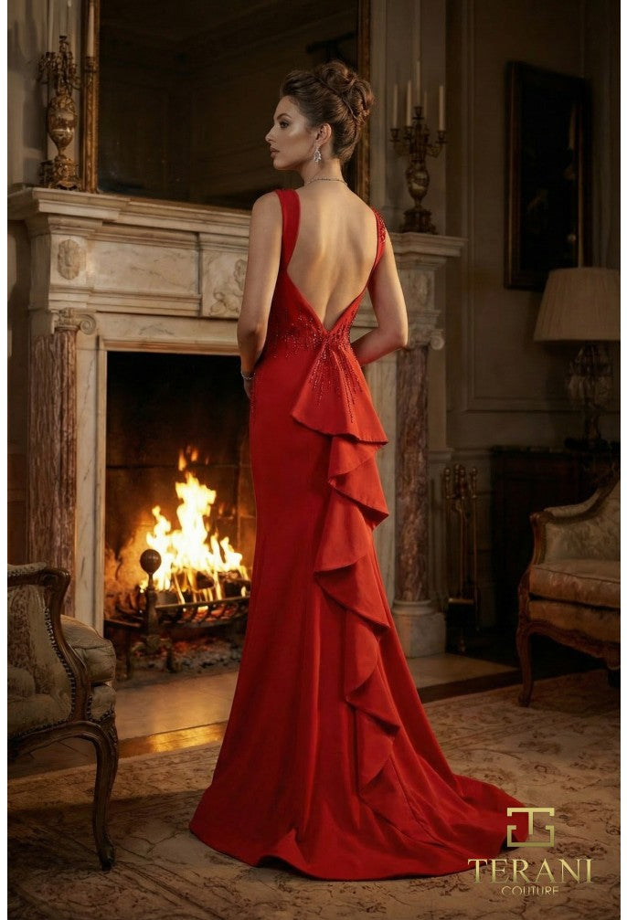 Terani Couture Dress Terani Couture 262E7359 Low Back Long Evening Dress