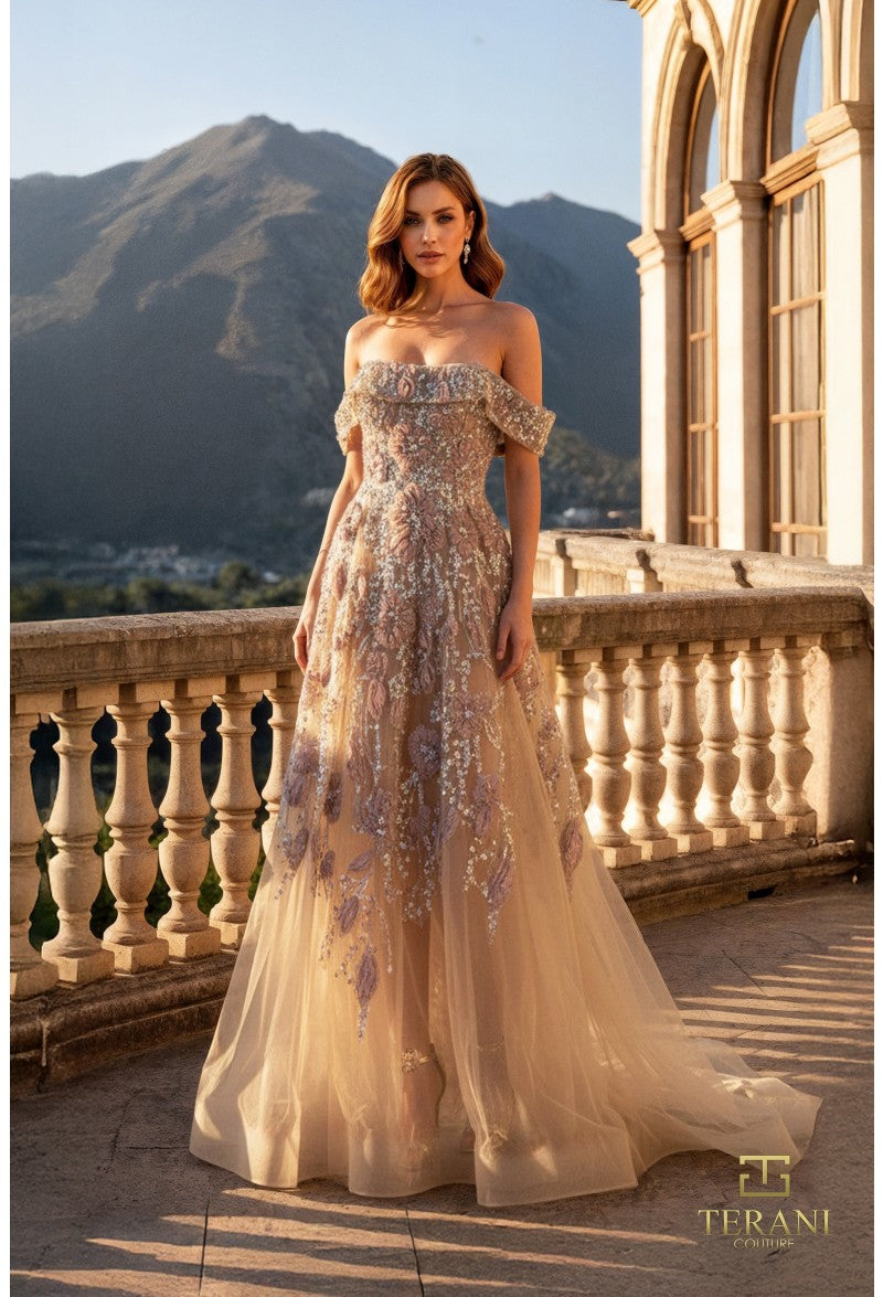 terani couture dress 2021E2865 Evenings Designed with an off Terani Couture 251P4375 Sweetheart Printed