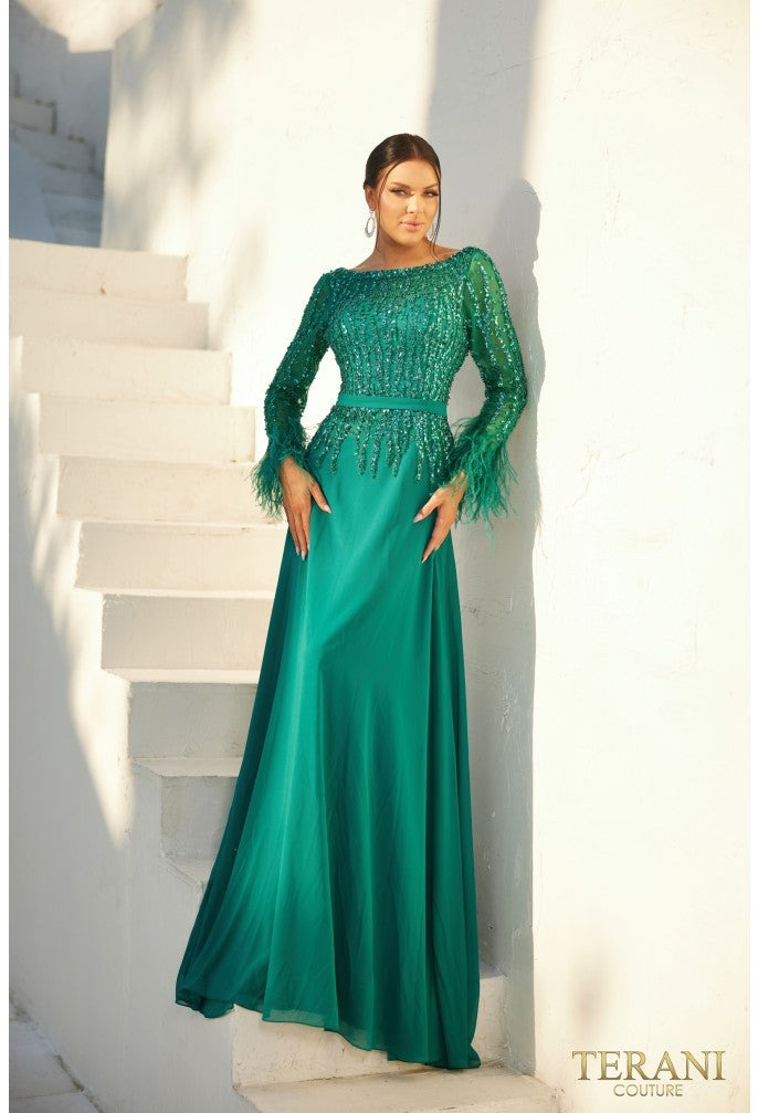 Terani Couture 1921M0473 Mother Of The Bride Dress 22 / Emerald