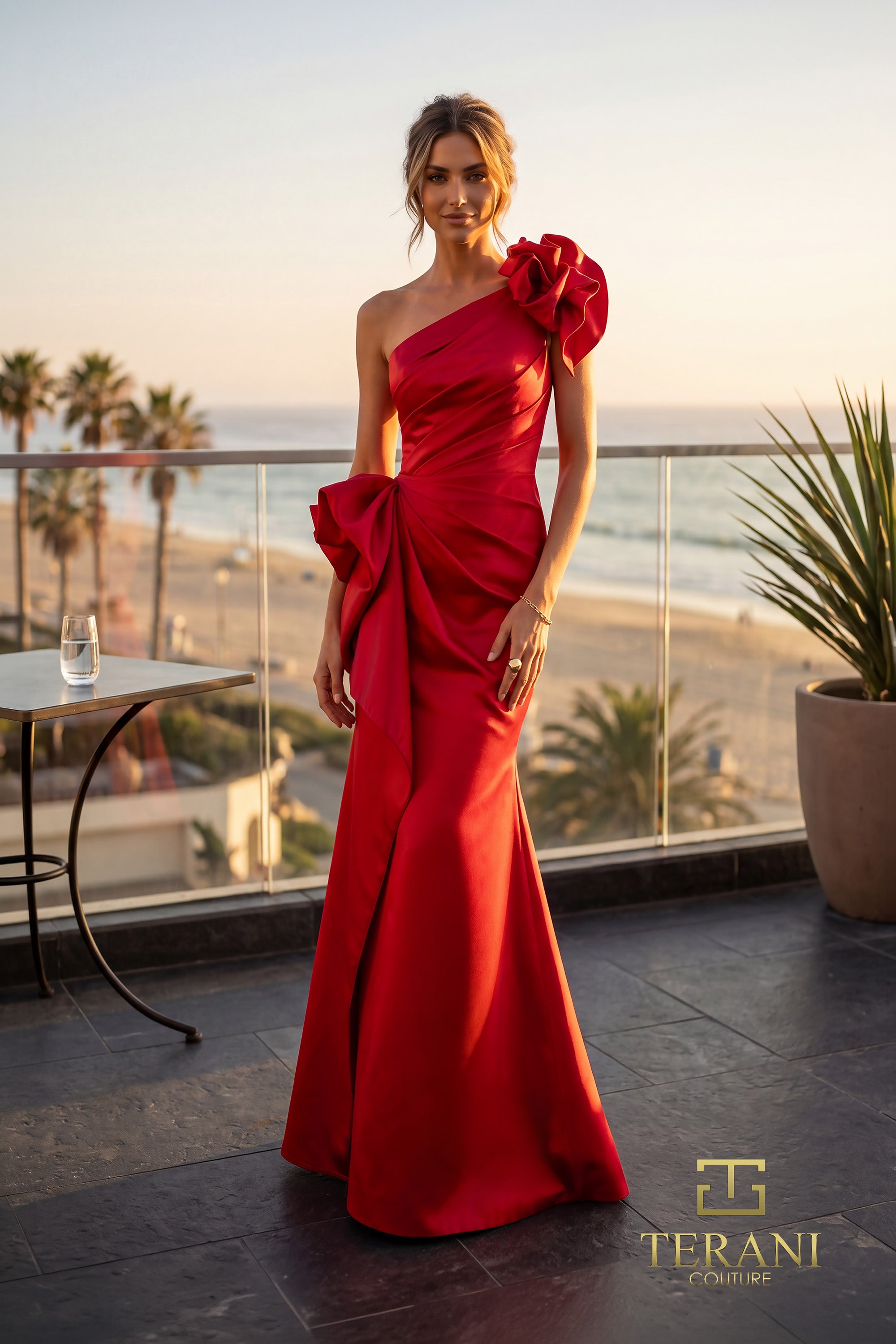 Terani Couture Evening Gown Terani Couture 262E7132 One-Shoulder Long Evening Dress