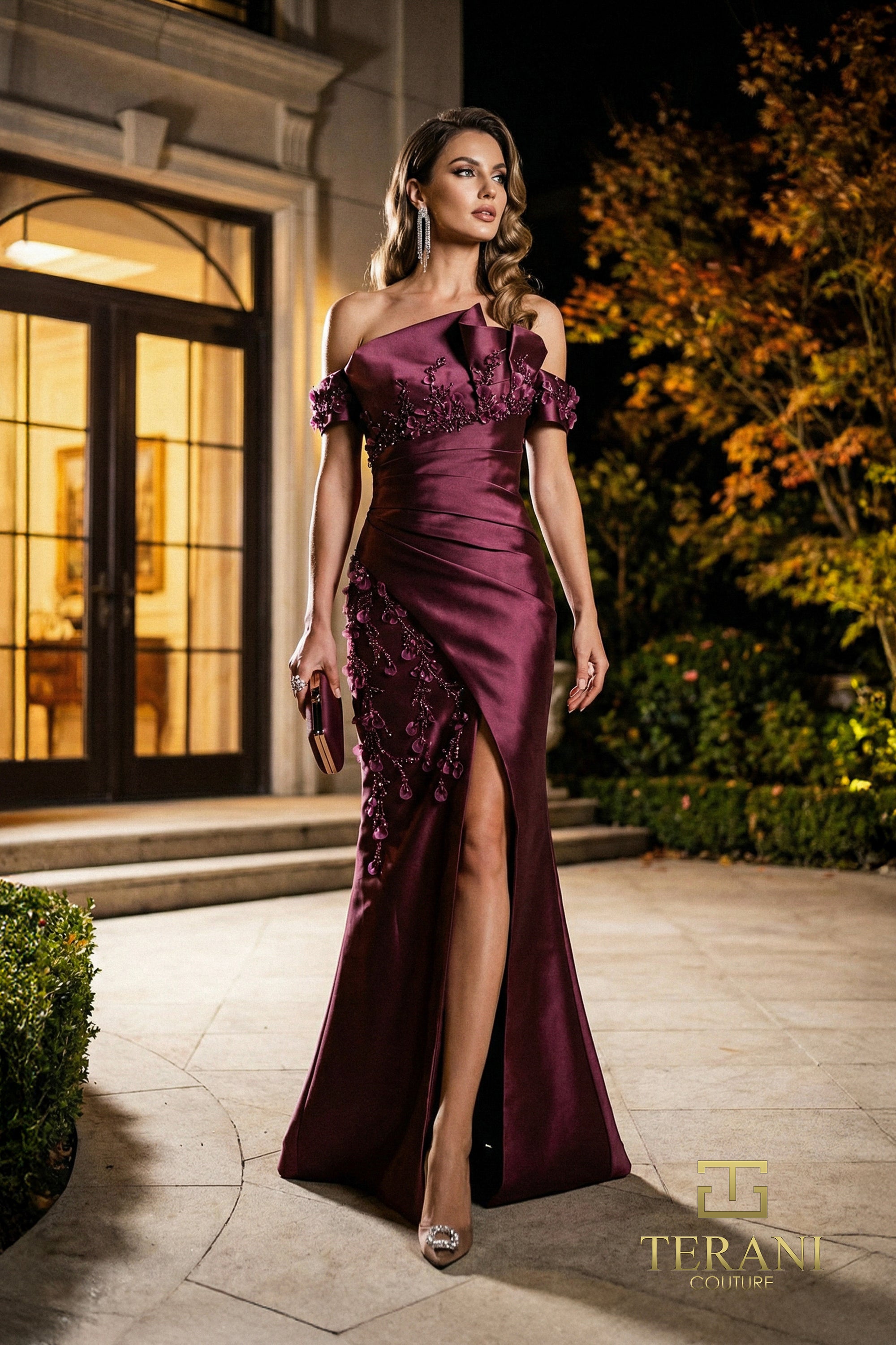 Terani Couture 262M7254 Off-Shoulder Long Mother of the Bride Dress