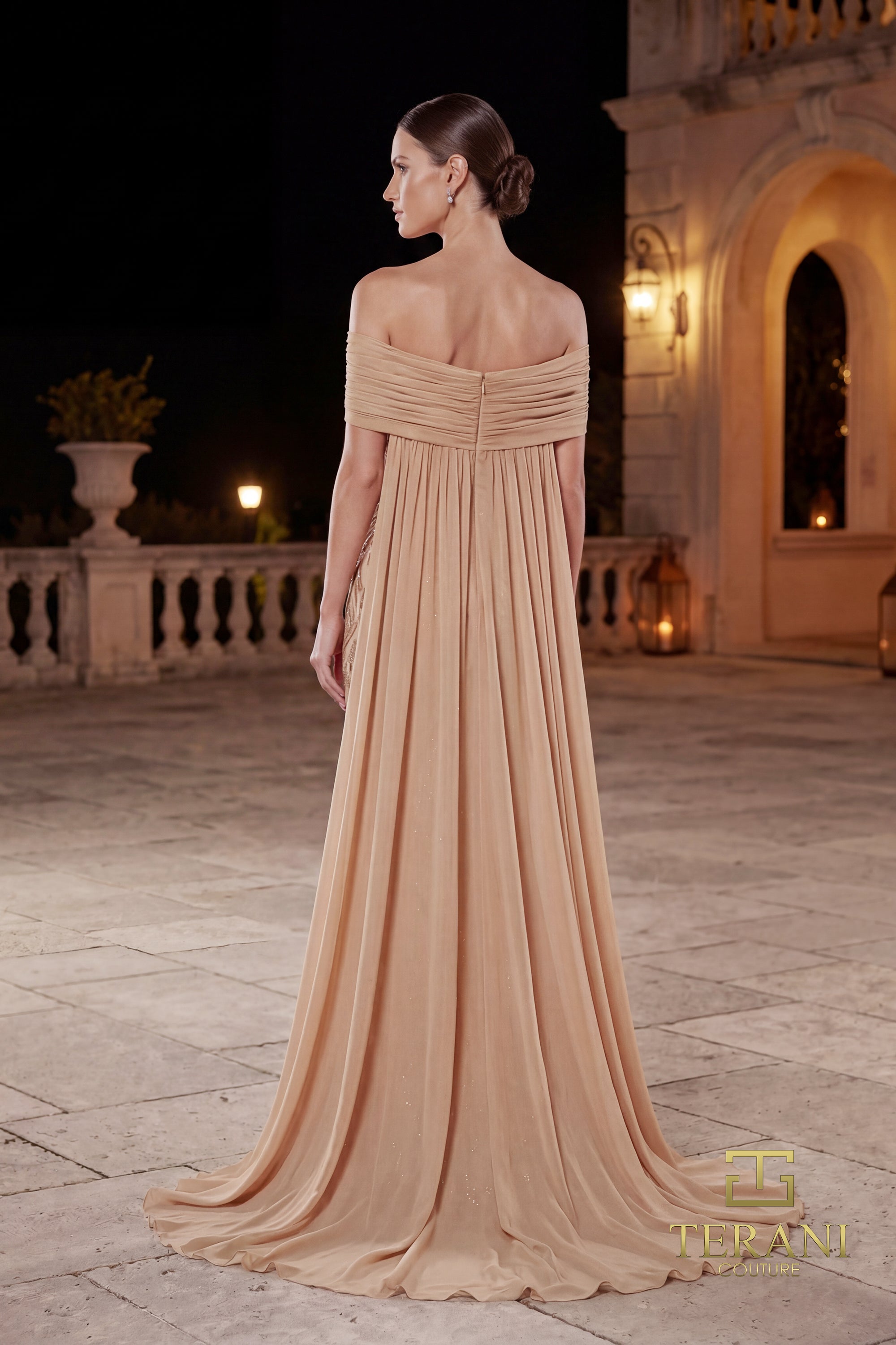 Terani Couture Mother of the Bride Dress Terani Couture 262M7264 Off-Shoulder Long Mother of the Bride Sheath Dress