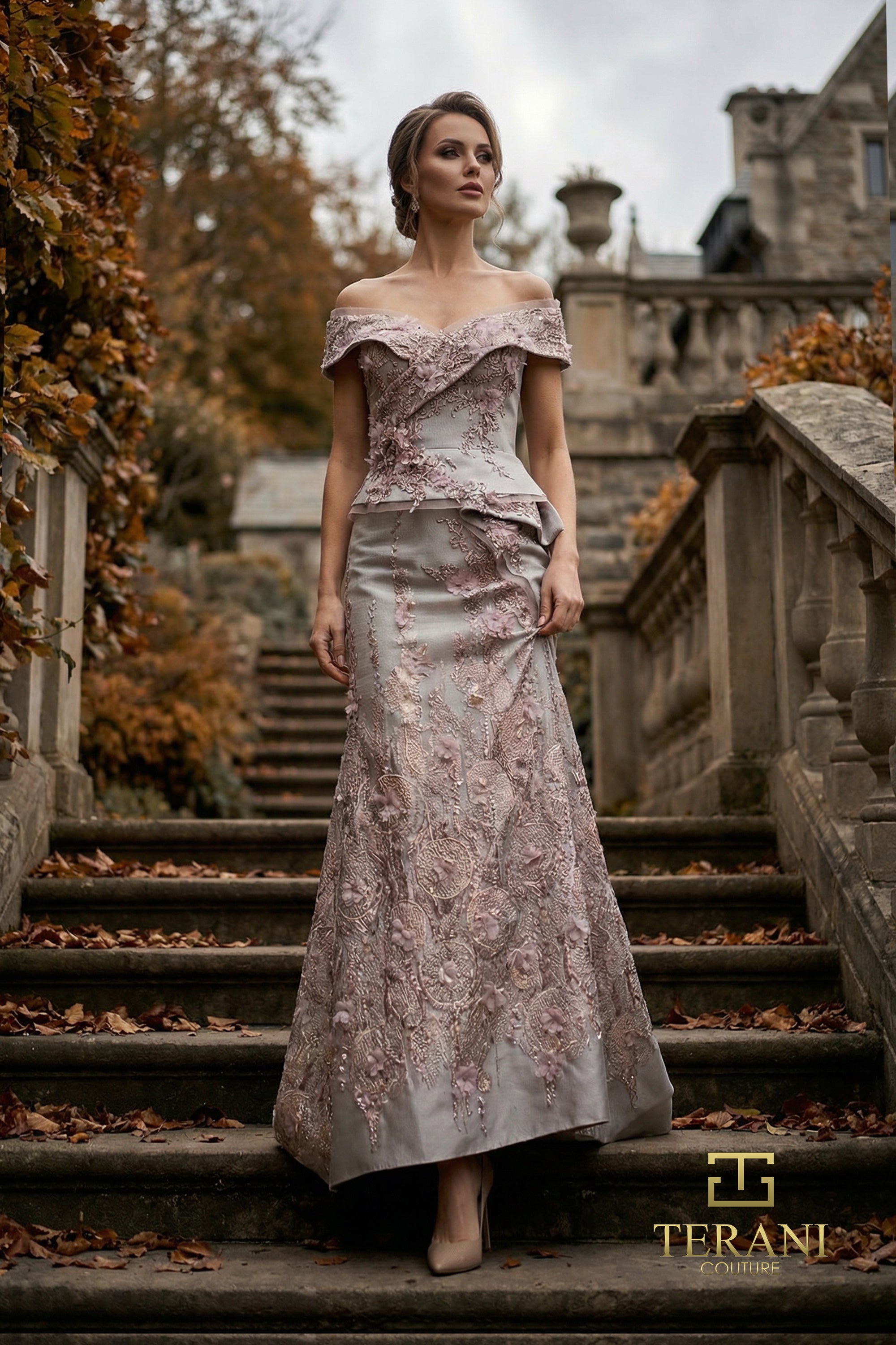 Terani Couture Mother of the Bride Dress Terani Couture 262M7268 Off-Shoulder Long Mother of the Bride Dress