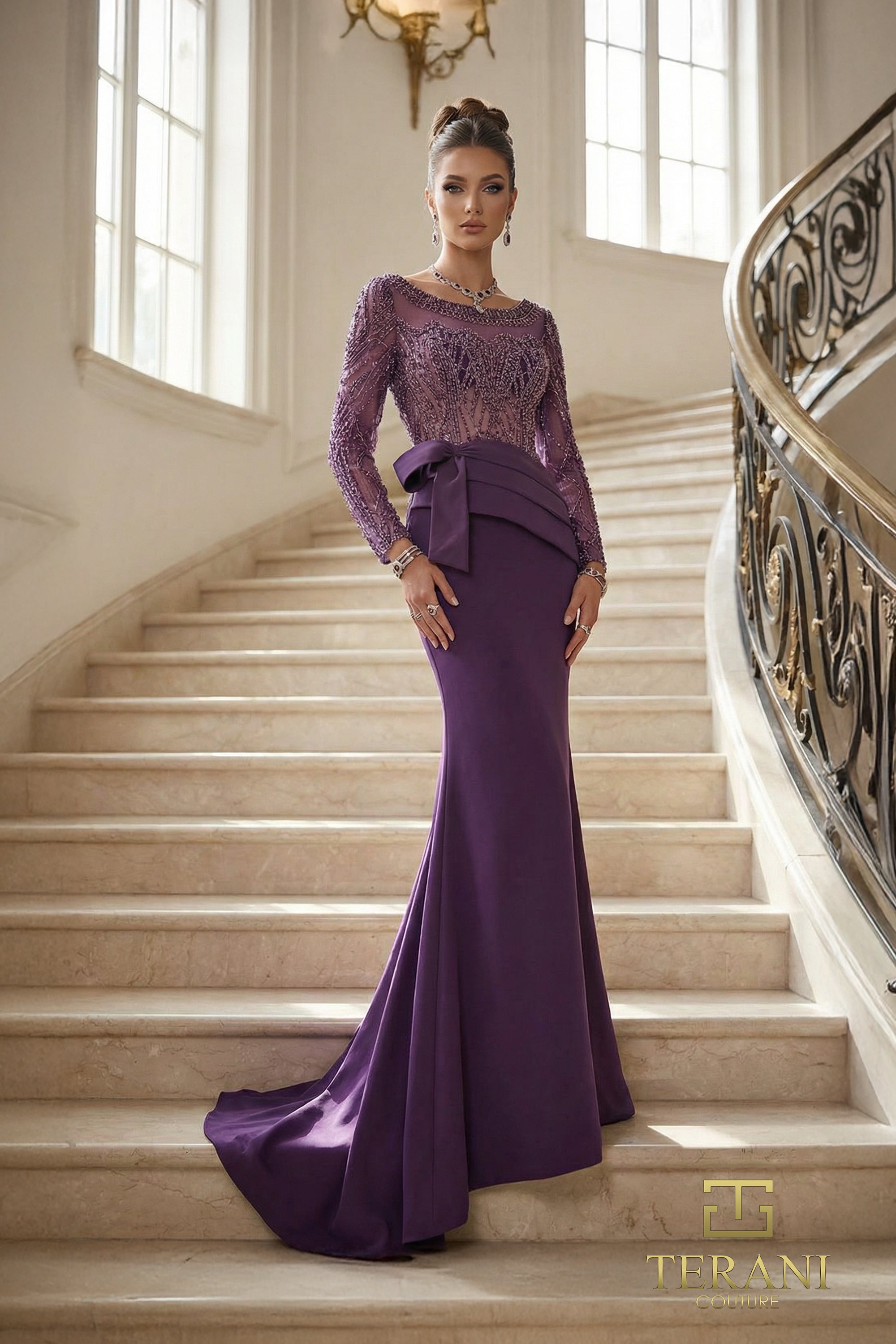 Terani Couture Mother of the Bride Dress Terani Couture 262M7293 Round Neck Long Mother of the Bride Dress